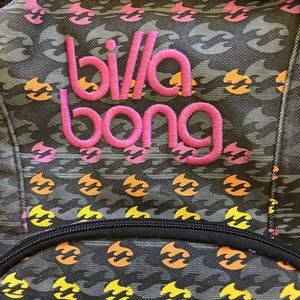Vintage Billabong Canvas Backpack Black Pink zippered Pocket